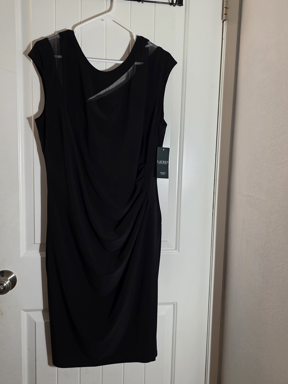 Ralph Lauren Black Sleeveless Draped Midi Dress
